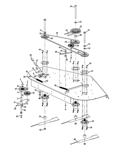 Mower Spindle Assembly 72-Inch Diagram and Parts List for S7237-KW LP-53AP8DU8750-999cc Cub Cadet Lawn Tractor